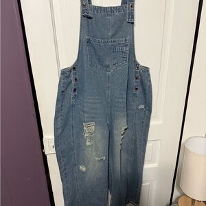 Denim Blue Distressed Jumpsuit